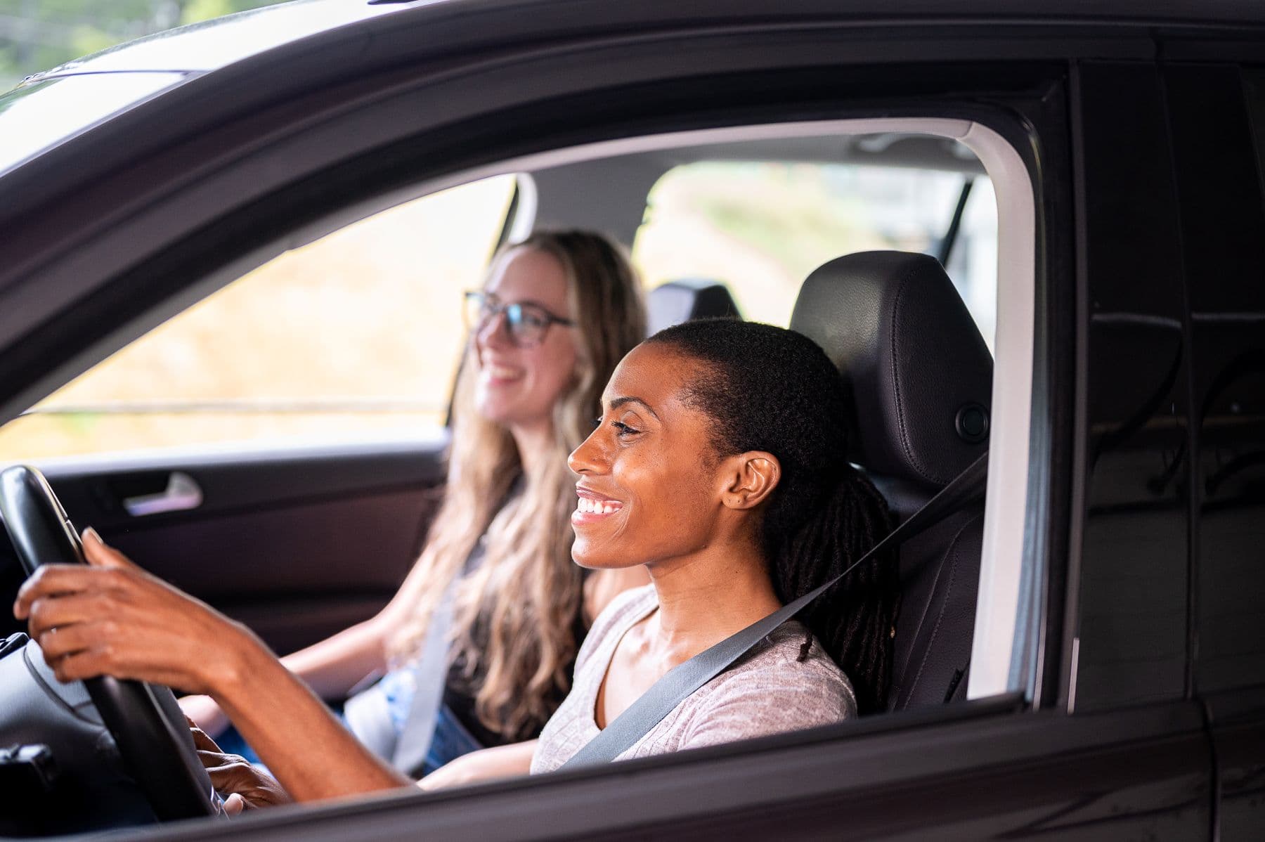 Friends riding in car