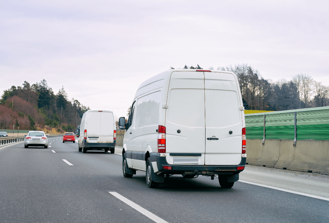 Fleet vehicle on the road
